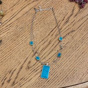New York & Company Silver Necklace with Turquoise Accents
